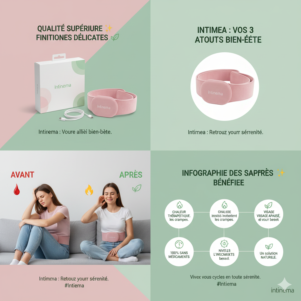 Ceinture Chauffante Anti-Crampes Menstruelles — Soulagement Immédiat — Intimea