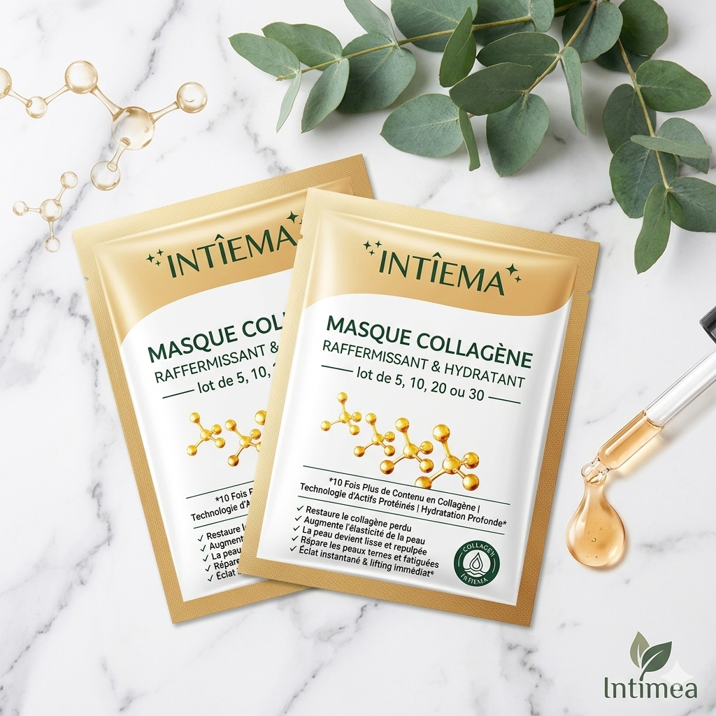 Masque Facial Collagène Raffermissant & Hydratant — Éclat Instantané — Intimea